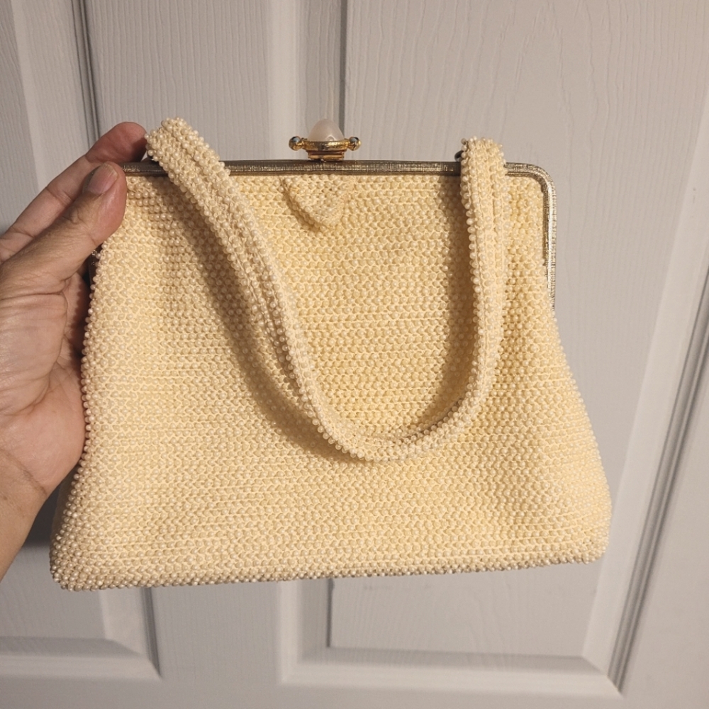 Lumured Cream Petite Bead top-handle  Bag